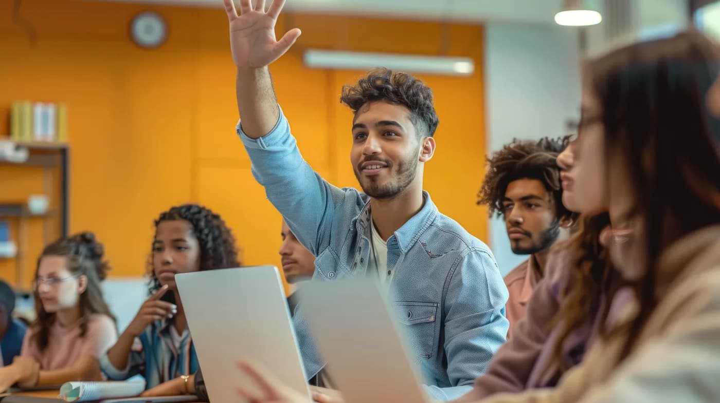 Student asking a question in class